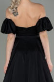 Abschlusskleid Lang Satin Schwarz ABU2917