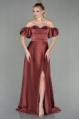 Abschlusskleid Lang Satin Zimtfarben ABU2917