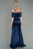 Abendkleid Lang Satin Marineblau ABU2893