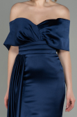 Abendkleid Lang Satin Marineblau ABU2893