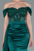 Abendkleid Lang Satin Smaragdgrün ABU2374