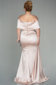 Beige Kleider İn Großen Größen Satin Lang ABU2873