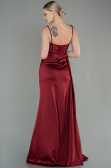 Weinrot Abendkleid Satin Lang ABU2130
