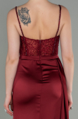Weinrot Abendkleid Satin Lang ABU2130