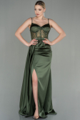 Abendkleid Lang Satin Khaki ABU2130