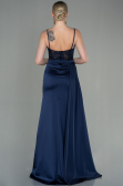 Marineblau Abendkleid Satin Lang ABU2130