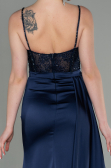 Marineblau Abendkleid Satin Lang ABU2130