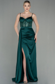 Smaragdgrün Abendkleid Satin Lang ABU2130