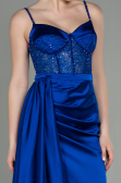 Sächsischblau Abendkleid Satin Lang ABU2130