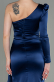 Abendkleid Lang Satin Marineblau ABU2676