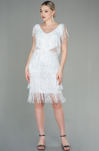 Partykleid Kurz Schuppig Weiß ABK1674
