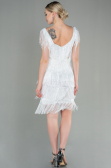 Partykleid Kurz Schuppig Weiß ABK1674