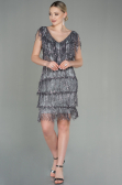 Partykleid Kurz Schuppig Grau ABK1674