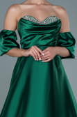 Abendkleid Lang Satin Smaragdgrün ABU2614