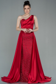 Abendkleid Lang Satin Rot ABU2933