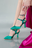 Party-Schuhe Satin Grün AB1086