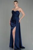 Abschlusskleid Lang Satin Marineblau ABU2965