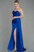 Abschlusskleid Lang Satin Sächsischblau ABU2965