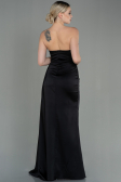 Abschlusskleid Lang Satin Schwarz ABU2965