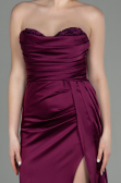Abschlusskleid Lang Satin Kirschrot ABU2965
