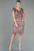 Partykleid Kurz Schuppig Puder ABK1674