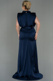 Kleider in Großen Größen Lang Satin Marineblau ABU2969