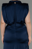 Kleider in Großen Größen Lang Satin Marineblau ABU2969