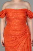 Kleider in Großen Größen Lang Schuppig Orange ABU2973