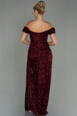 Abendkleid Lang Schuppig Weinrot ABU2987