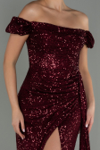 Abendkleid Lang Schuppig Weinrot ABU2987