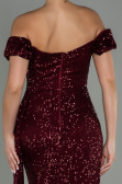 Abendkleid Lang Schuppig Weinrot ABU2987
