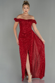 Abendkleid Lang Schuppig Rot ABU2987