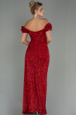 Abendkleid Lang Schuppig Rot ABU2987