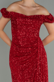 Abendkleid Lang Schuppig Rot ABU2987