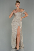 Abendkleid Lang Schuppig Nerzbraun ABU2987