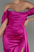 Fuchsie Abendkleid Satin Lang ABU2661