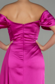 Fuchsie Abendkleid Satin Lang ABU2661