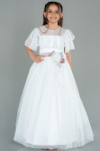Abendkleid für Kinder Vorne Kurz-Hinten Lang Weiß ABO103