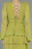 Pistaziengrün Partykleid Chiffon Mini ABK959