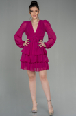 Fuchsie Partykleid Chiffon Mini ABK959
