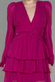 Fuchsie Partykleid Chiffon Mini ABK959