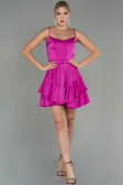 Partykleid Kurz Satin Fuchsie ABK1691