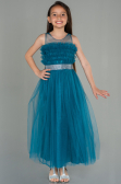 Abendkleid für Kinder Lang Petrolgrün ABU3032