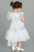 Abendkleid für Kinder Midi Schuppig Weiß ABK1718