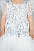 Abendkleid für Kinder Midi Schuppig Weiß ABK1718