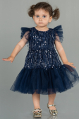 Abendkleid für Kinder Midi Schuppig Marineblau ABK1718