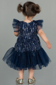 Abendkleid für Kinder Midi Schuppig Marineblau ABK1718