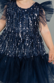 Abendkleid für Kinder Midi Schuppig Marineblau ABK1718