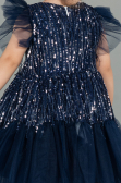 Abendkleid für Kinder Midi Schuppig Marineblau ABK1718