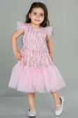 Abendkleid für Kinder Midi Schuppig Puder ABK1718